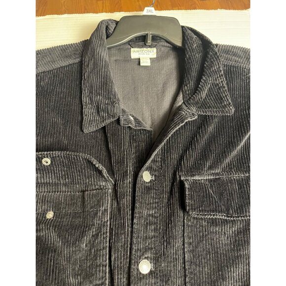 Arizona Mens Corduroy Long Sleeve Shirt Jacket 3XL Black Big & Tall 100% Cotton - Picture 9 of 15